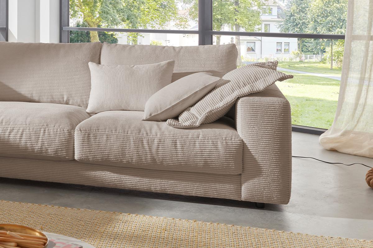 ECKSOFA MADELINE Taupe Cord - Taupe/Schwarz, Kunststoff/Textil (325/224cm) - KAWOLA