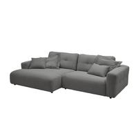 ECKSOFA MIKA Grau Cord - Dunkelgrau/Schwarz, Kunststoff/Textil (276/167cm) - KAWOLA