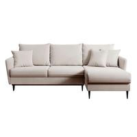 ECKSOFA Volio Beige Samt 223 cm - Beige/Schwarz, Textil/Metall (223/145cm) - Selsey