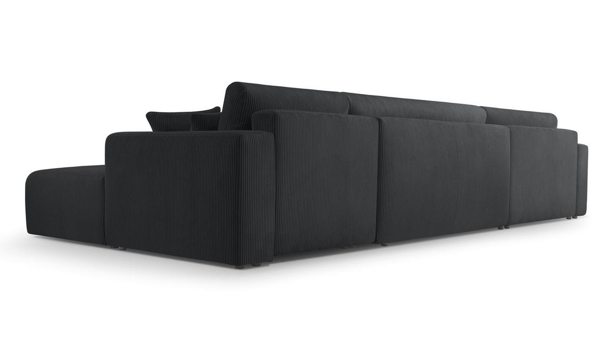 WOHNLANDSCHAFT Catea Dunkelgrau 364/145/85 cm mit Schlaffunktion - Dunkelgrau/Schwarz, Kunststoff/Textil (364/84/145cm) - AX Living