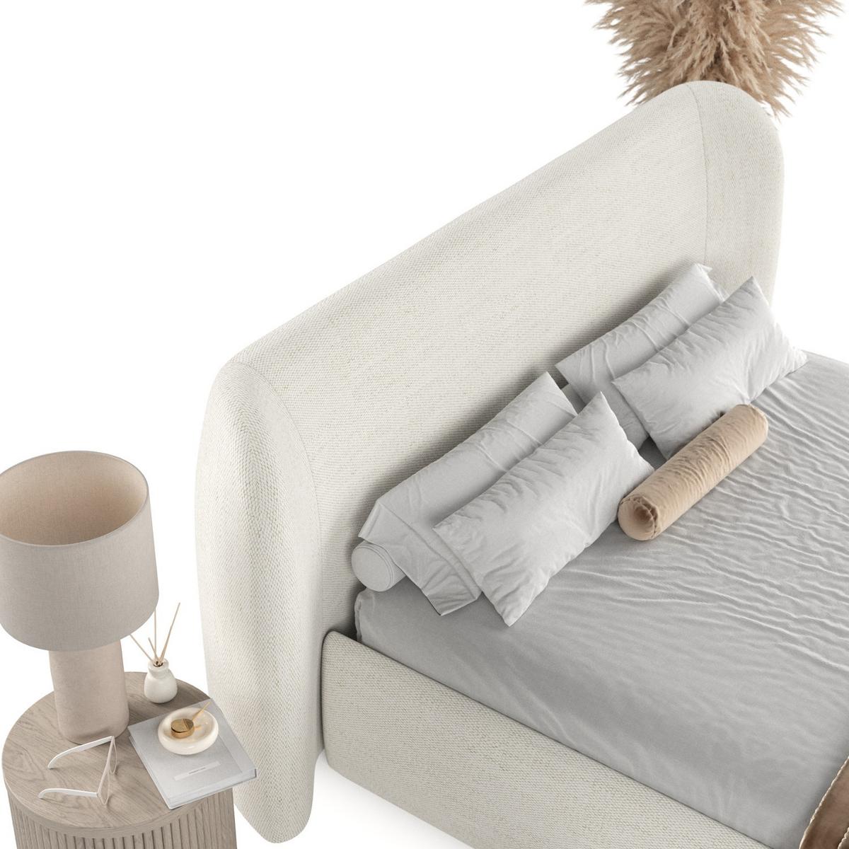 POLSTERBETT Bellano mit Stauraum 140/200 cm Creme im Modesto Stoff - Creme/Schwarz, Holz/Holzwerkstoff (140/200cm) - AltaBeds