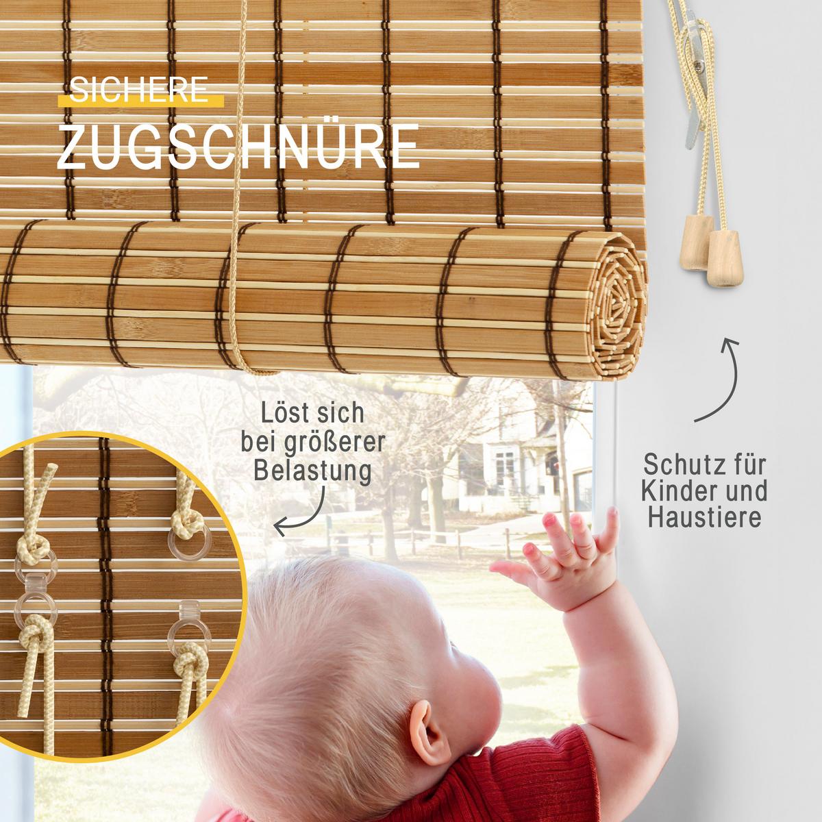 BAMBUSROLLO SolDecor BR7 90x220cm Teak - Teakfarben, Holz (90/220cm) - Sol Royal