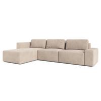 ECKSOFA L Form Arkleton Light Brown 360/180/93 cm Links Stil & Komfort - Hellbraun/Schwarz, Kunststoff/Textil (180/360cm) - AX Living