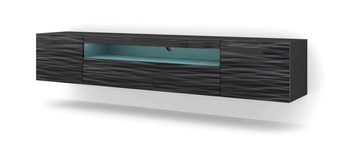 TV LOWBOARD Schwarz 200/42/37 - Anthrazit/Schwarz, Holzwerkstoff (200/42/37cm) - RAUMHIRSCH FURNITURE