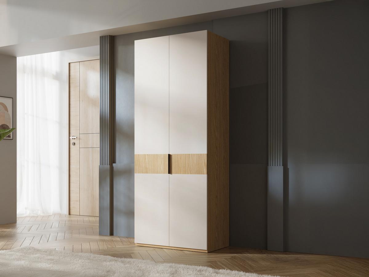 KLEIDERSCHRANK Soreno 90 2D - Eichefarben/Beige, Holzwerkstoff/Kunststoff (90/237/60cm) - MIRJAN24