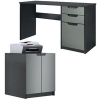 BÜROMÖBELSET Paris Graphit Seidenmatt - Graphitfarben, Holzwerkstoff (60/180/76cm) - Vladon