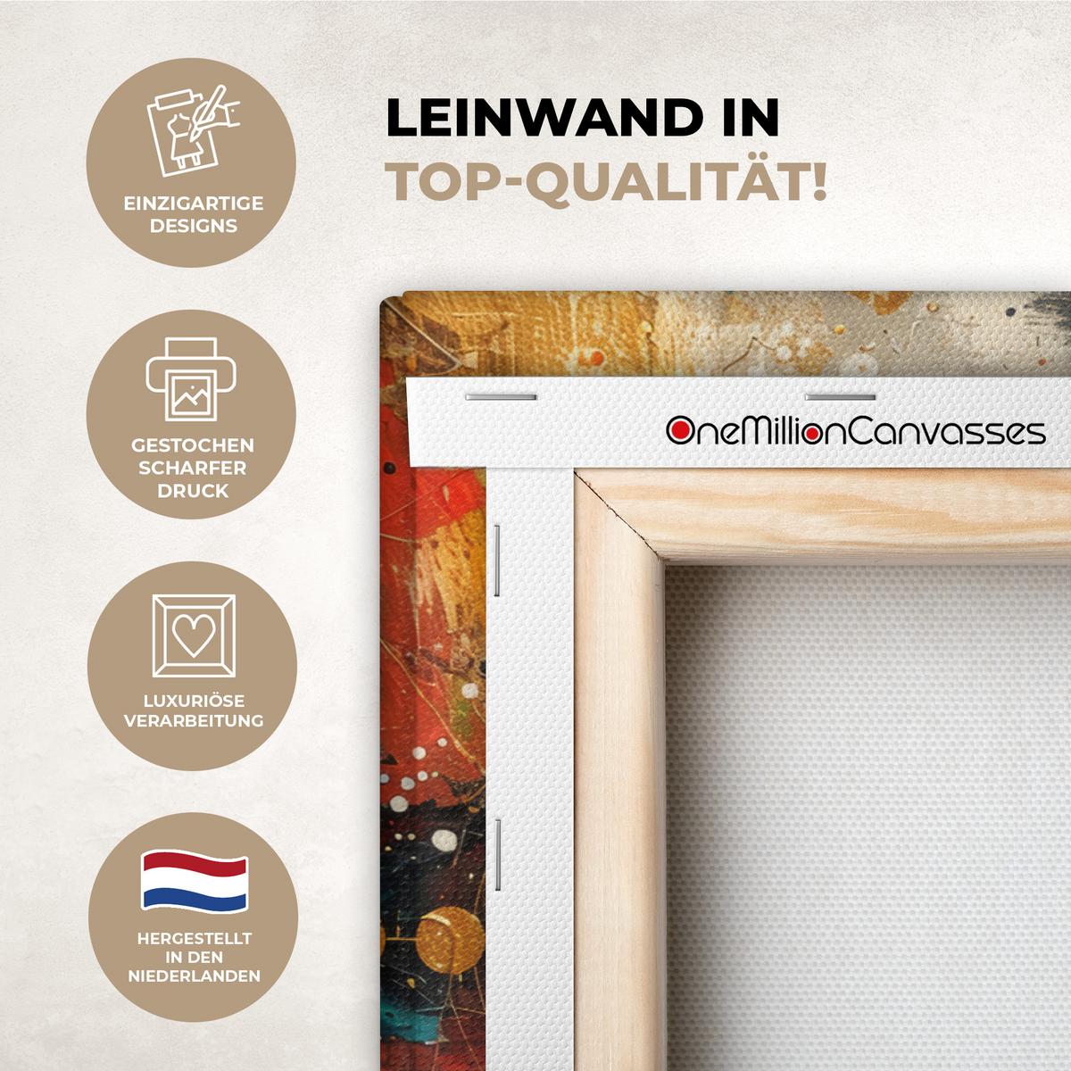 LEINWANDBILD Abstrakt - Kunst - Gold - Modern Gemälde 60x40 cm - Multicolor, Textil (60/40cm) - MuchoWow