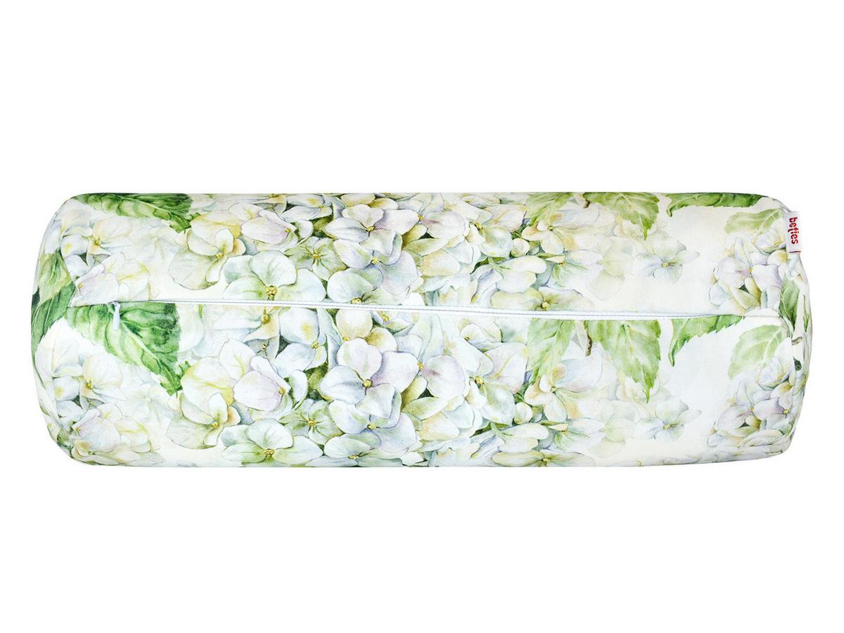 NACKENROLLENHÜLLE Landlust-Hortensie weiß 15/40 cm - Weiß/Grün, Textil (15/40cm) - beties Heimtextil