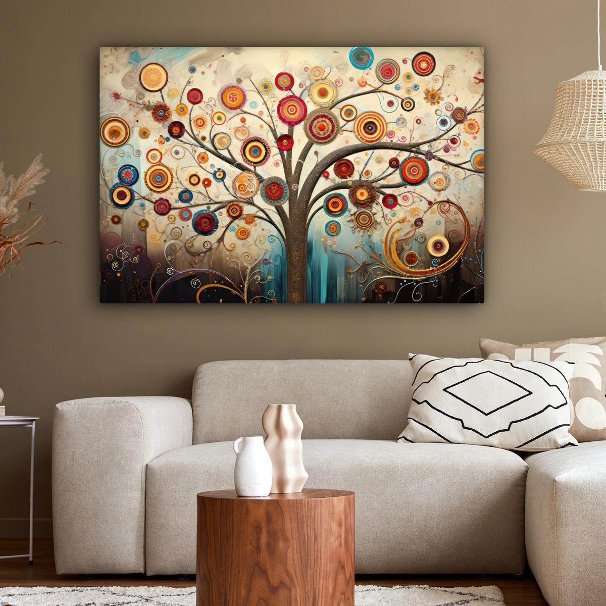 LEINWANDBILD Baum - Baum des Lebens - Farbe Groß 140x90 cm - Braun, Textil (140/90cm) - MuchoWow