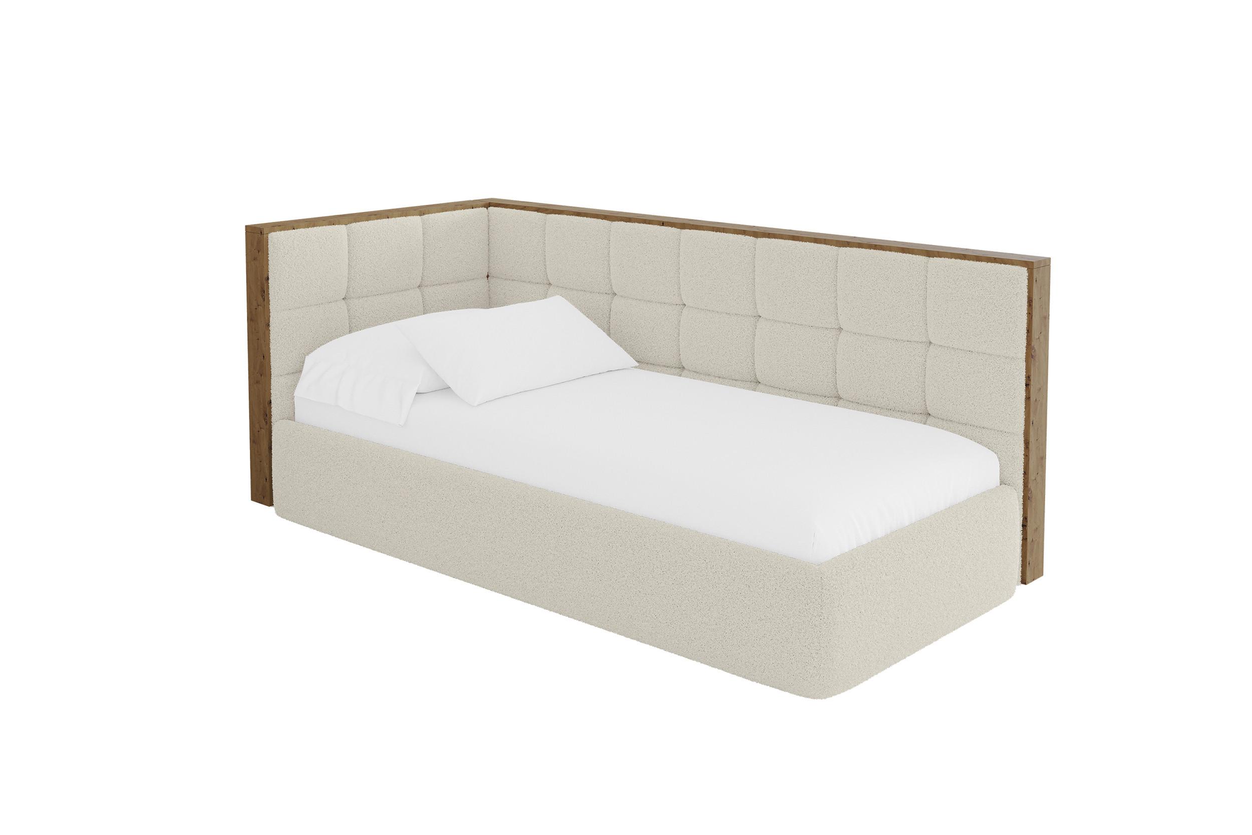 EINZELLBETT Jugendbett mit Bettkasten und Matratze H3/H4, Rechts - SOVY 100x200 Beige - Perlmutt, Holzwerkstoff/Textil (100/200cm) - ALTDECOR
