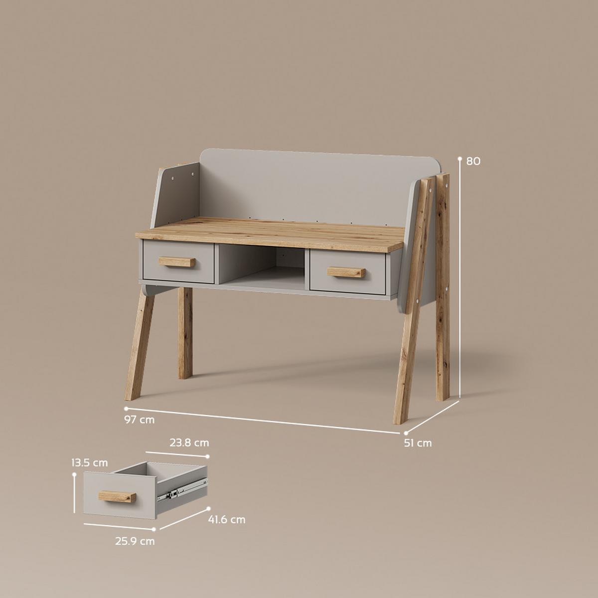 SCHREIBTISCH Mailo Grau/Artisan 97 x 80 cm - Eiche Artisan/Grau, Holzwerkstoff (51/97/80cm) - Livinity®
