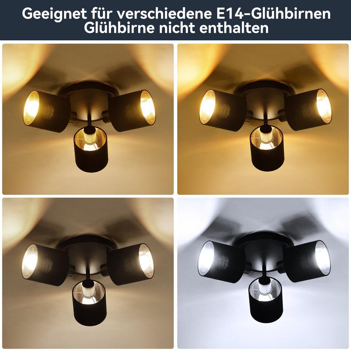 DECKENSTRAHLER Brand 3-flammig 25/25/21 cm - Schwarz, Textil (25/25/21cm) - Nettlife