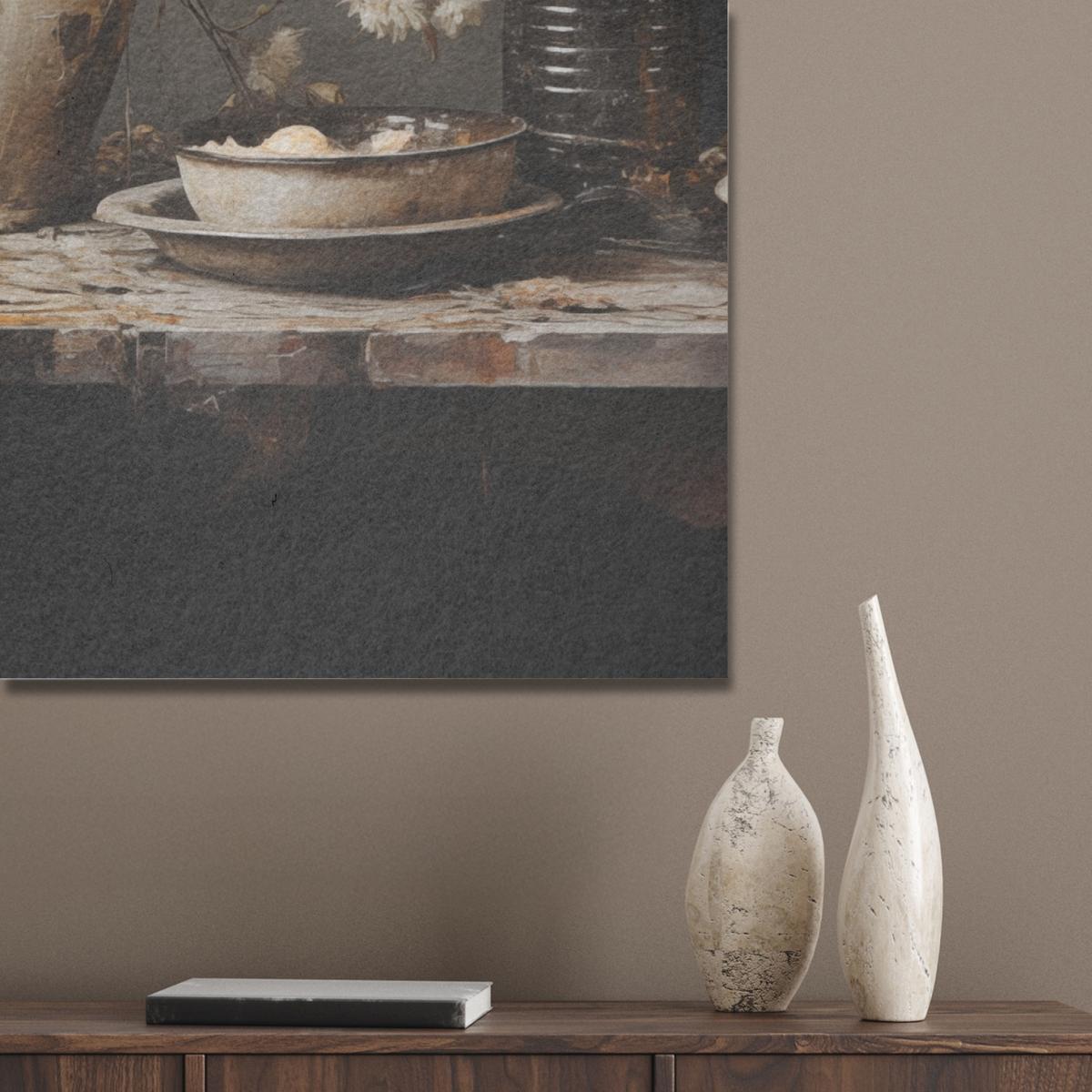 AKUSTIKBILD Stilleben - Blumen - Blumenstrauß - Vase - Wein Wandbilder 60x80 cm - Schwarz, Kunststoff (60/80/0.9cm) - MuchoWow