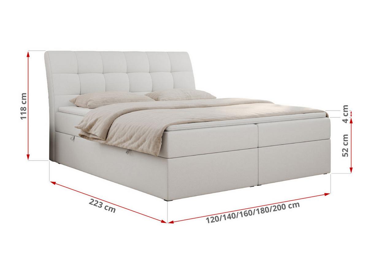BOXBETT DIEGOS 160/200 Weiß Kunstleder - H3 - Weiß, Holz/Textil (160/200cm) - MKS