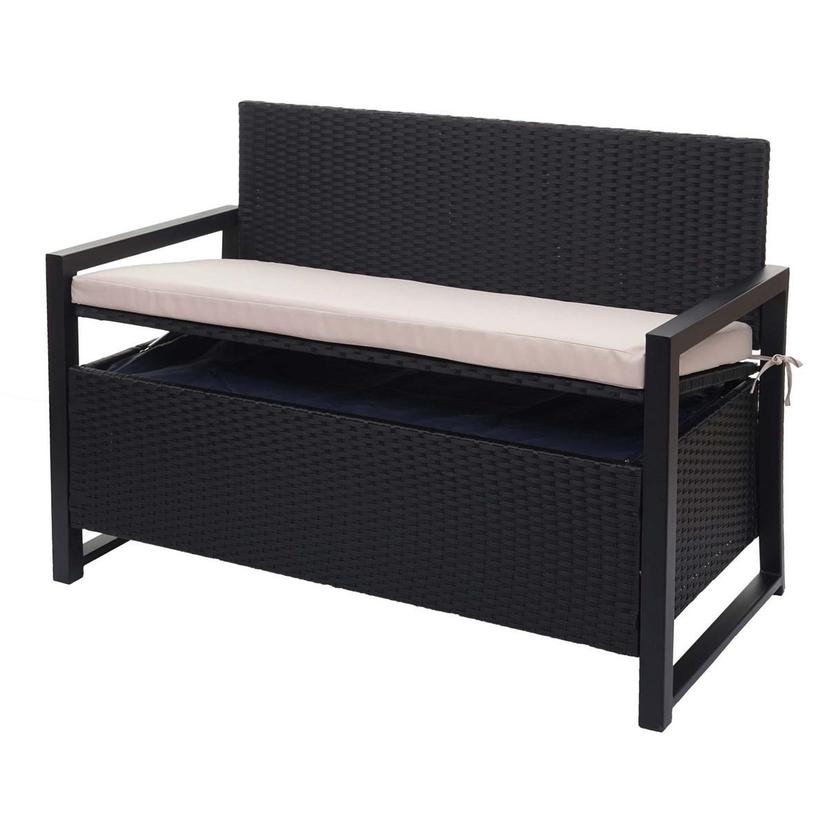 POLY-RATTAN 2ER SITZBANK Anthrazit, Beige - Anthrazit/Beige, Kunststoff (117/87/57cm) - MCW