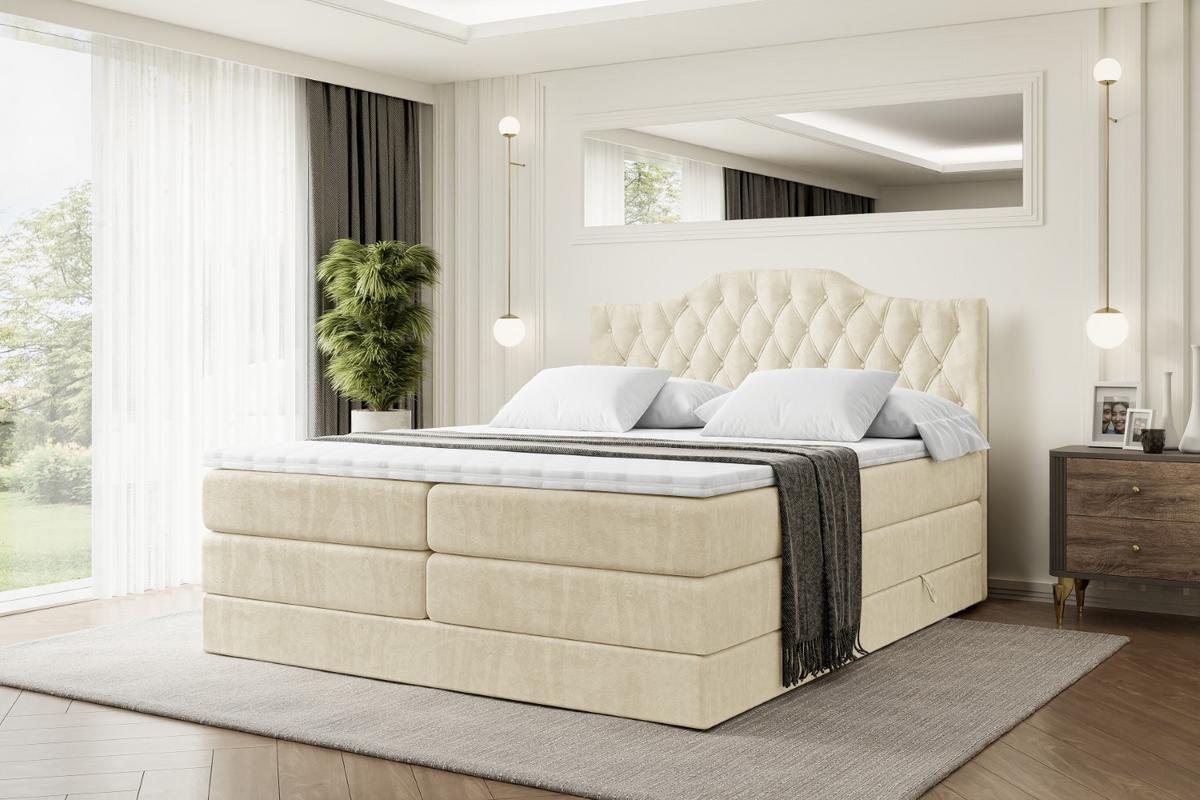 BOXSPRINGBETT VILA-1 KING - 160x200 - H3/H4 - Beige - Beige, Holzwerkstoff (160/200cm) - ALTDECOR