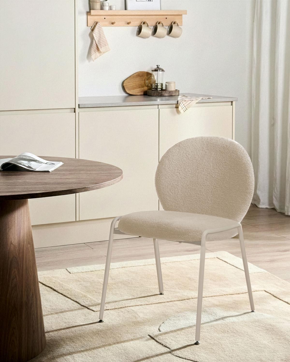 STUHL 2er-Set Bouclé Hellbeige Ellie - Beige, Textil (56/83/65cm) - Beliani