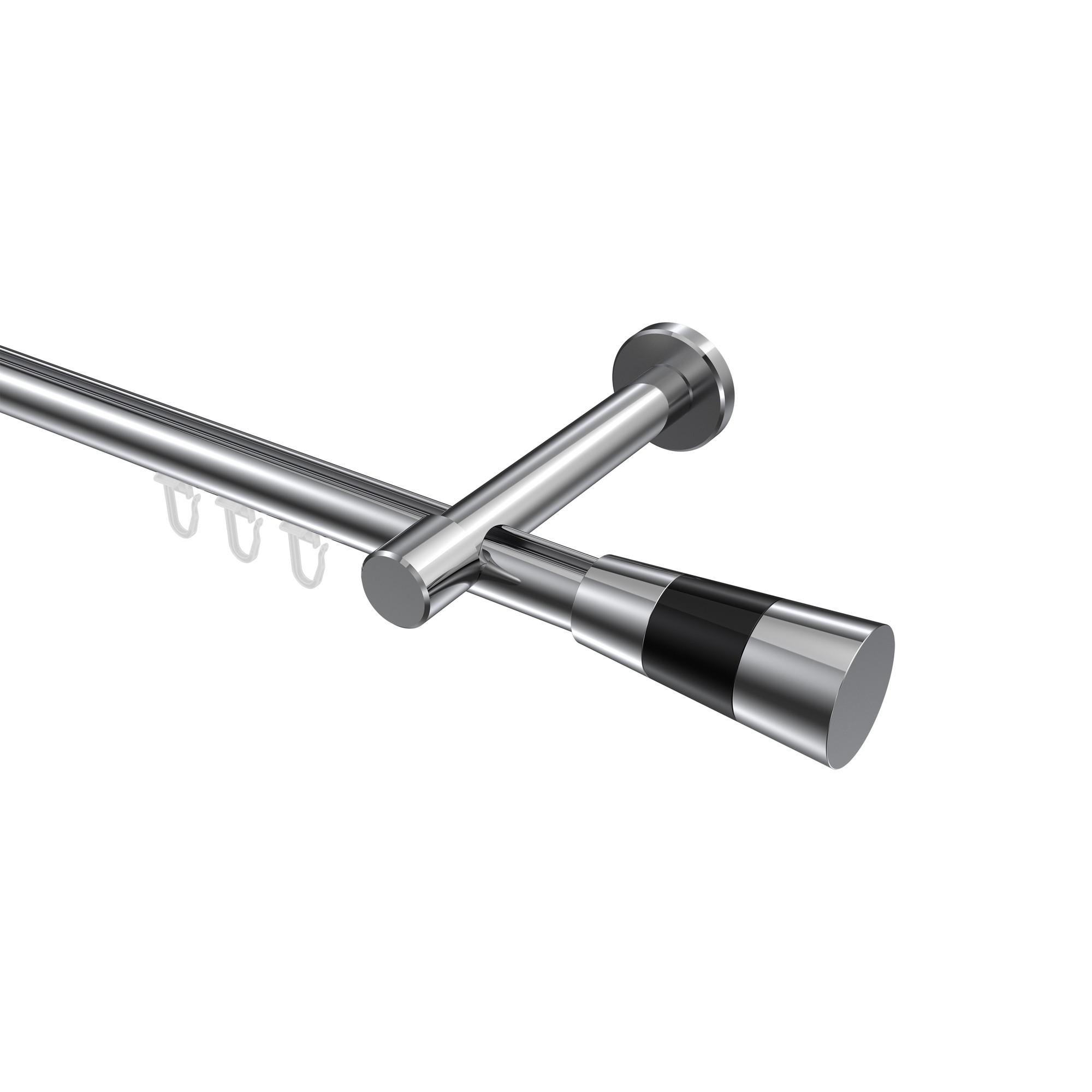 GARDINENSTANGE INNENLAUF Prestige Tanara 240 cm (geteilt in 2 x 120 cm), 1-läufig, 20 mm Ø Chrom - Chromfarben/Schwarz, Metall (240cm) - INTERDECO
