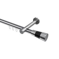 GARDINENSTANGE INNENLAUF Prestige Tanara 240 cm (geteilt in 2 x 120 cm), 1-läufig, 20 mm Ø Chrom - Chromfarben/Schwarz, Metall (240cm) - INTERDECO