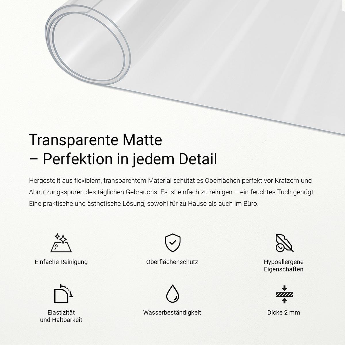SCHUTZMATTE 120 x 50 cm – Transparente – Weiches Glas - Transparent, Kunststoff (0.2/50/120cm) - TULUP