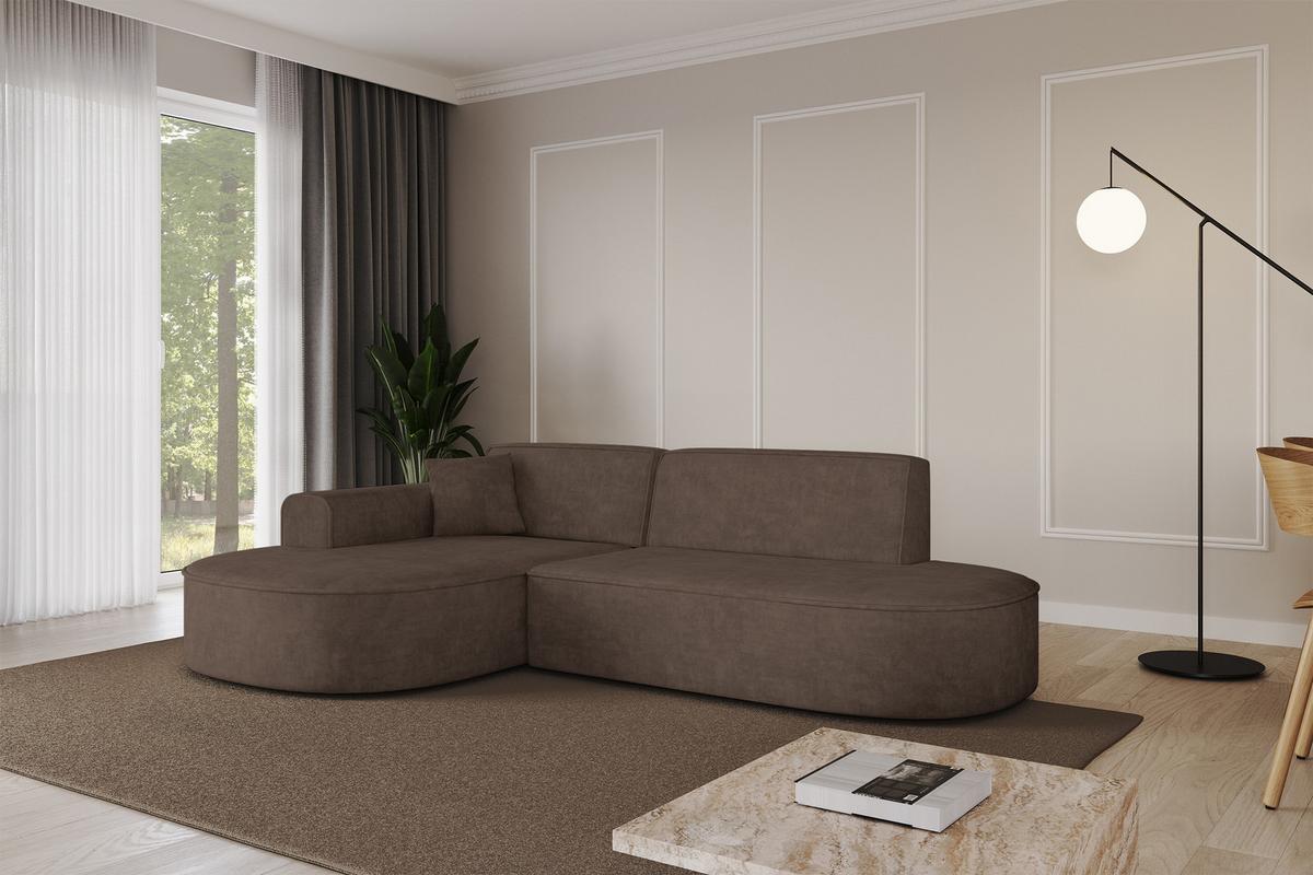 ECKSOFA Ottomane Links MARI-L1 - 243x171x79 cm Braun Velours - Schwarz/Braun, Holzwerkstoff/Kunststoff (243/171cm) - ALTDECOR