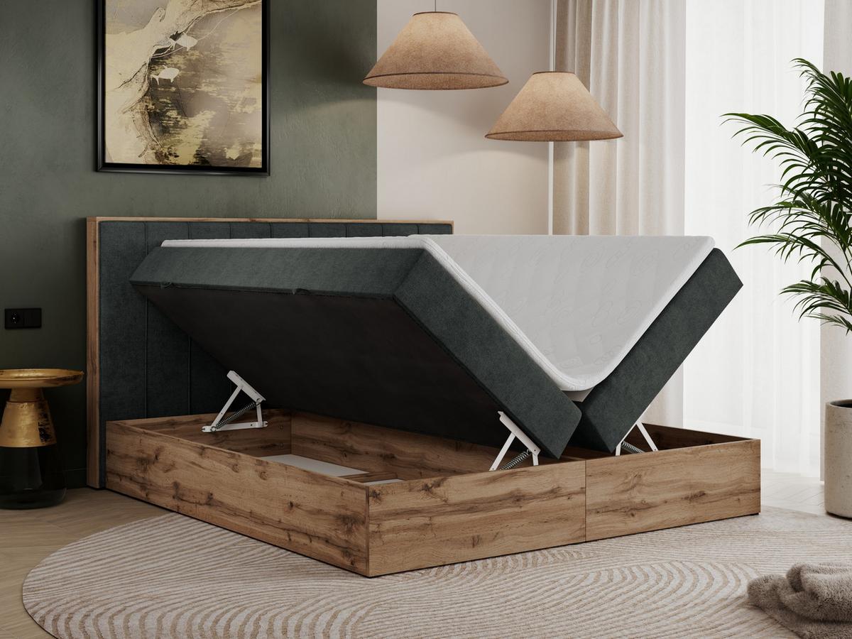 BOXBETT BELLISSIMO 200/200 Dunkelgrau Struktur - H4 - Dunkelgrau, Holz/Textil (200/200cm) - MKS