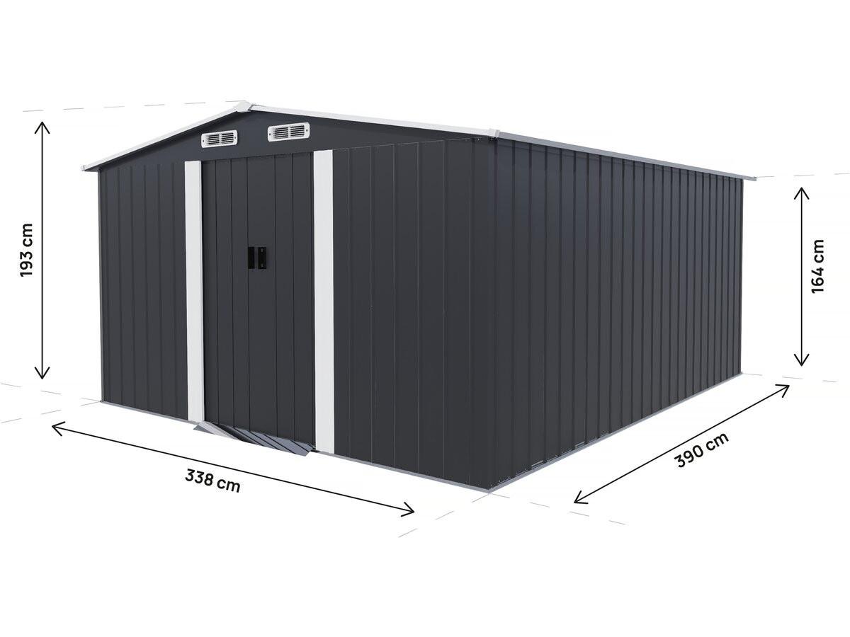 METALL-GARTENHAUS boston Grau - Grau, Metall (390/193/338cm) - Habitat Garten