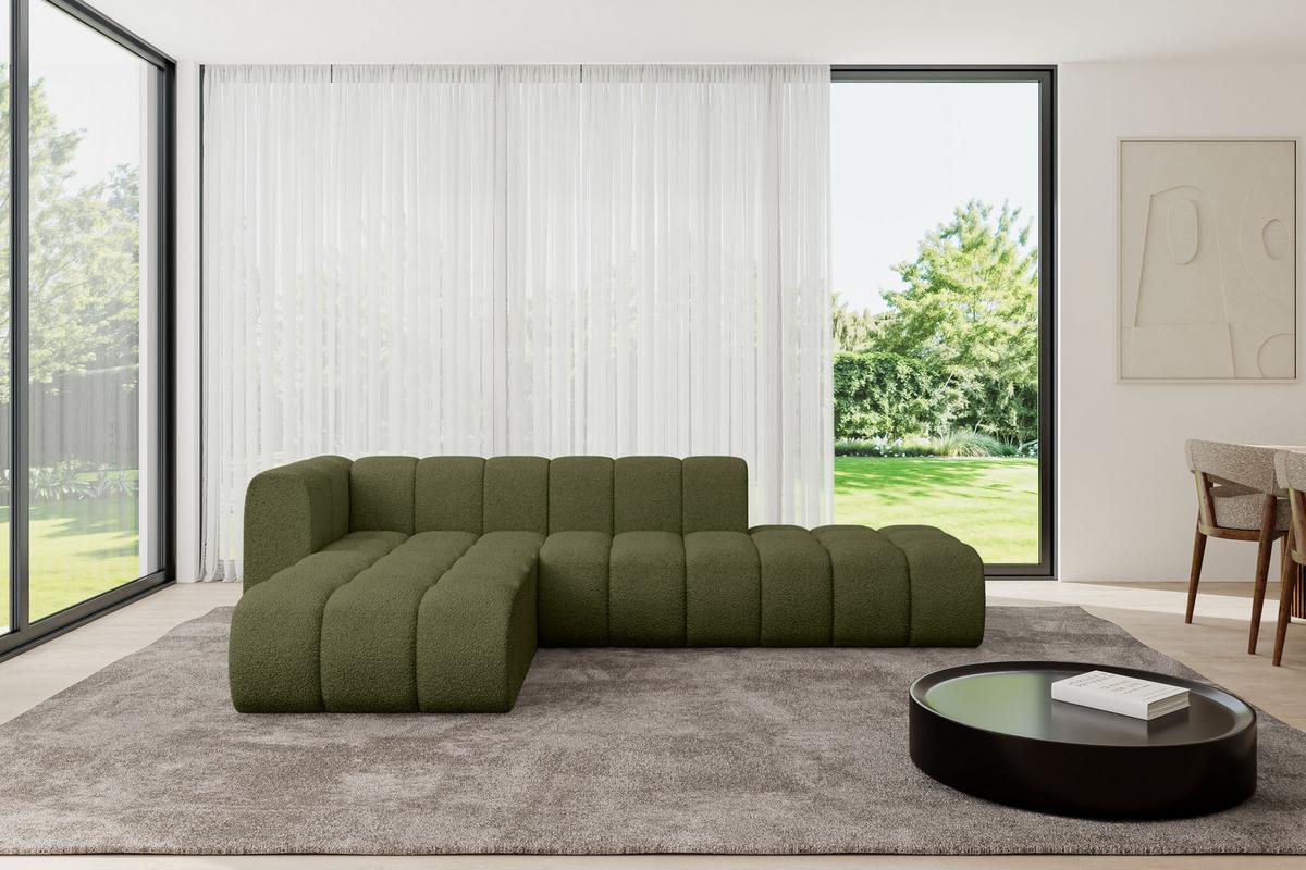 ECKSOFA modulares Sofa Zuvon-L1 - 296x177x70 cm Grün - Grün, Holzwerkstoff/Textil (296/177cm) - ALTDECOR
