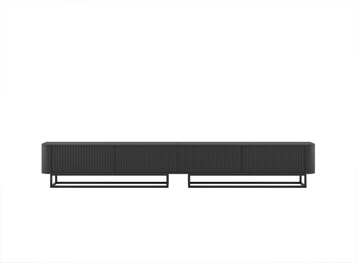 TV-LOWBOARD 2er-Set Aurora Schwarz matt 280 cm mit Metallrahmen - Schwarz, Holzwerkstoff/Metall (280/44/35cm) - Meble Lindner