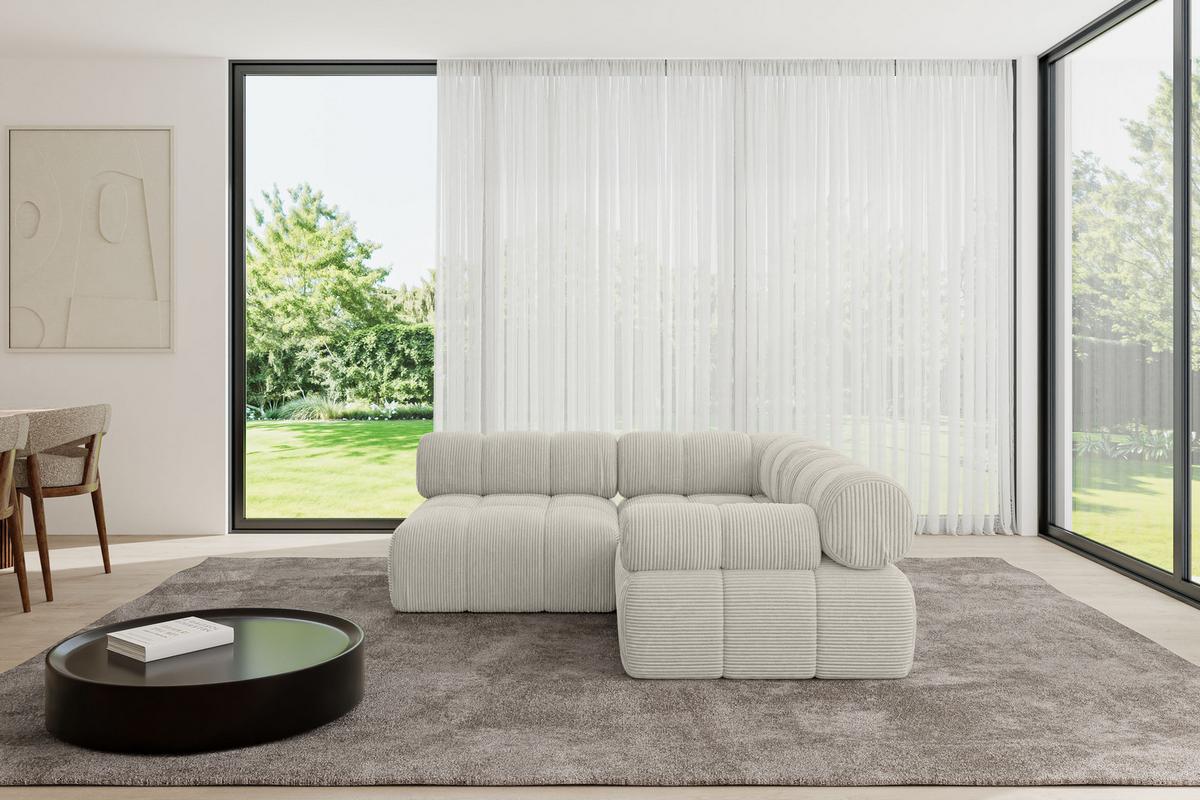 ECKSOFA modulares Sofa Mende-L1 - 190x190x70 cm Creme Cord - Hellgrau/Creme, Holzwerkstoff/Textil (190/190cm) - ALTDECOR