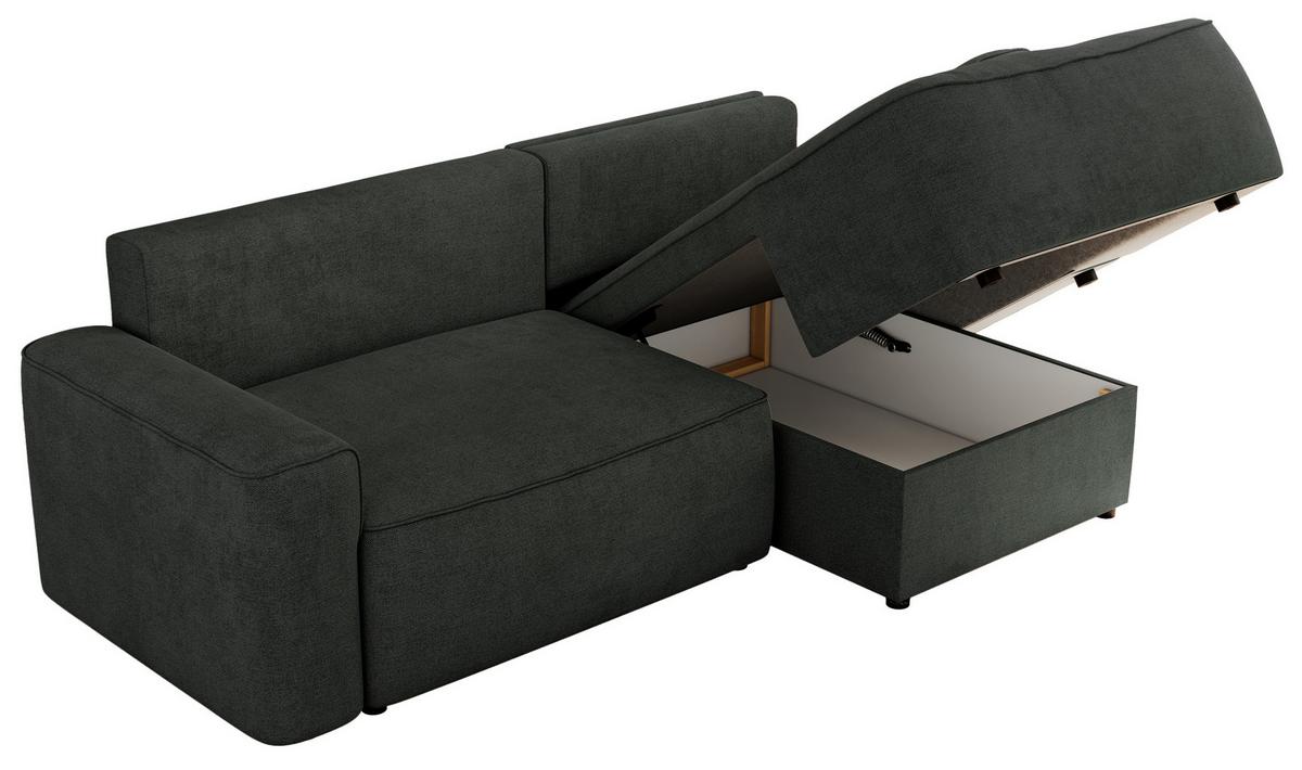 ECKSOFA BELLUNO L Dunkelgrau Strukture - Rechts - Dunkelgrau/Schwarz, Textil (233/144cm) - MKS