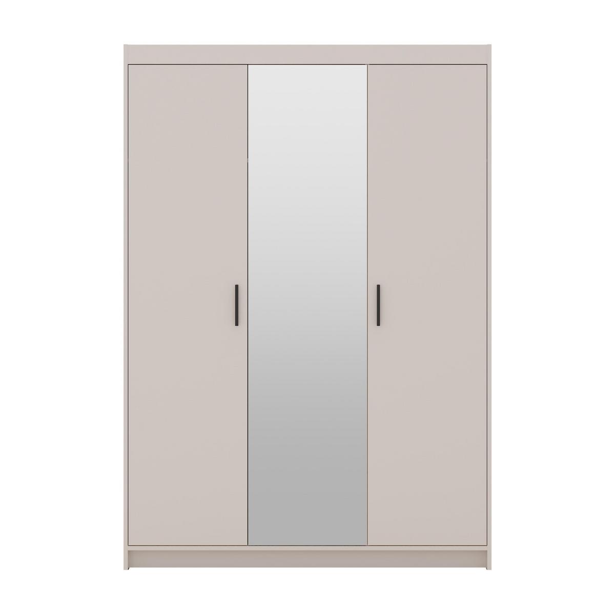 KLEIDERSCHRANK Storicos Beige 133/190,5/53 cm - Modern mit Spiegel 3-türig - Beige, Holzwerkstoff/Kunststoff (133/190.6/53cm) - AX Living