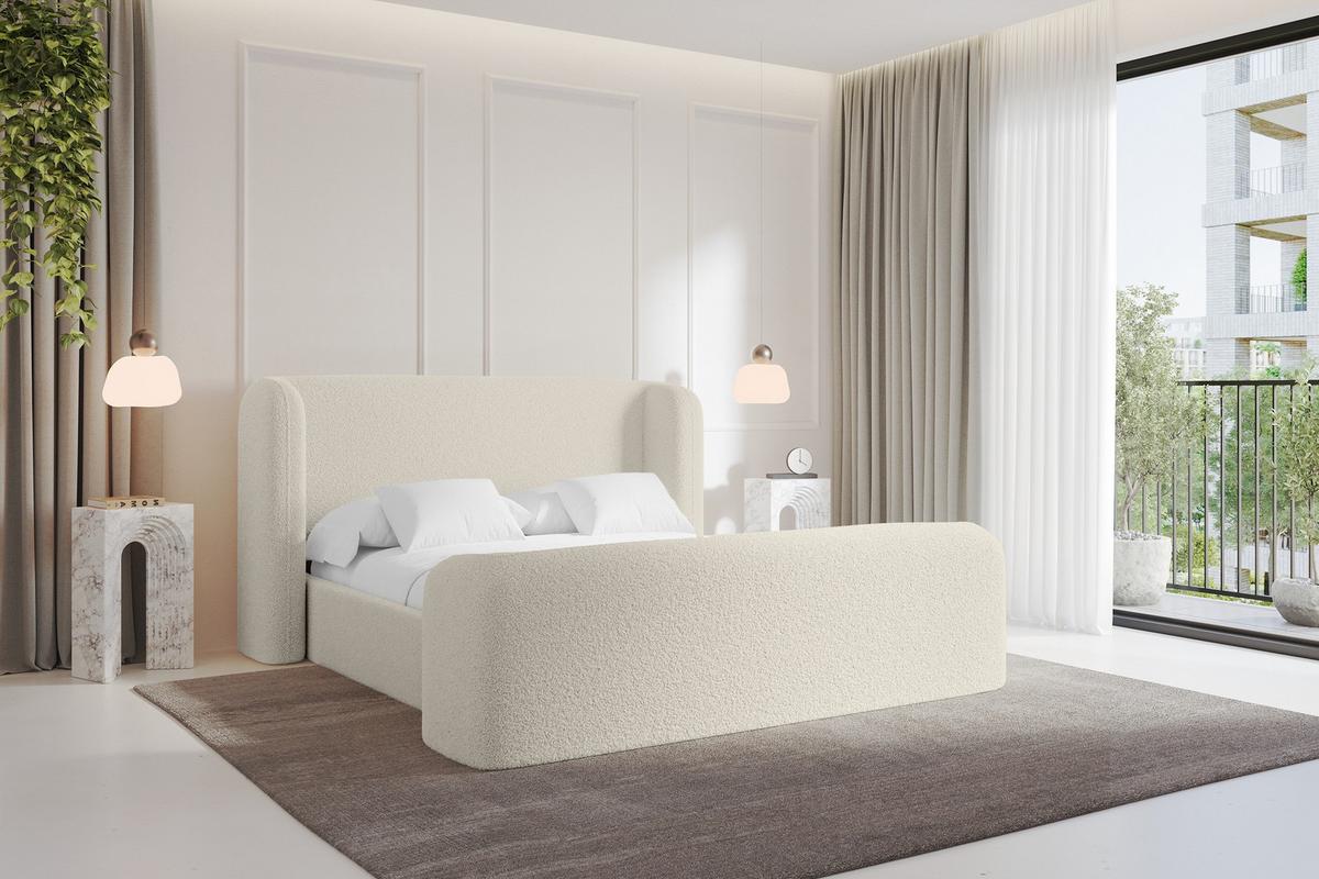 POLSTERBETT mit Bettkasten, Fußteil und Lattenrost, Bett mit Matratze H3/H4 - ESTI-Z 140x200 Beige - Sandfarben, Holzwerkstoff/Textil (140/200cm) - ALTDECOR