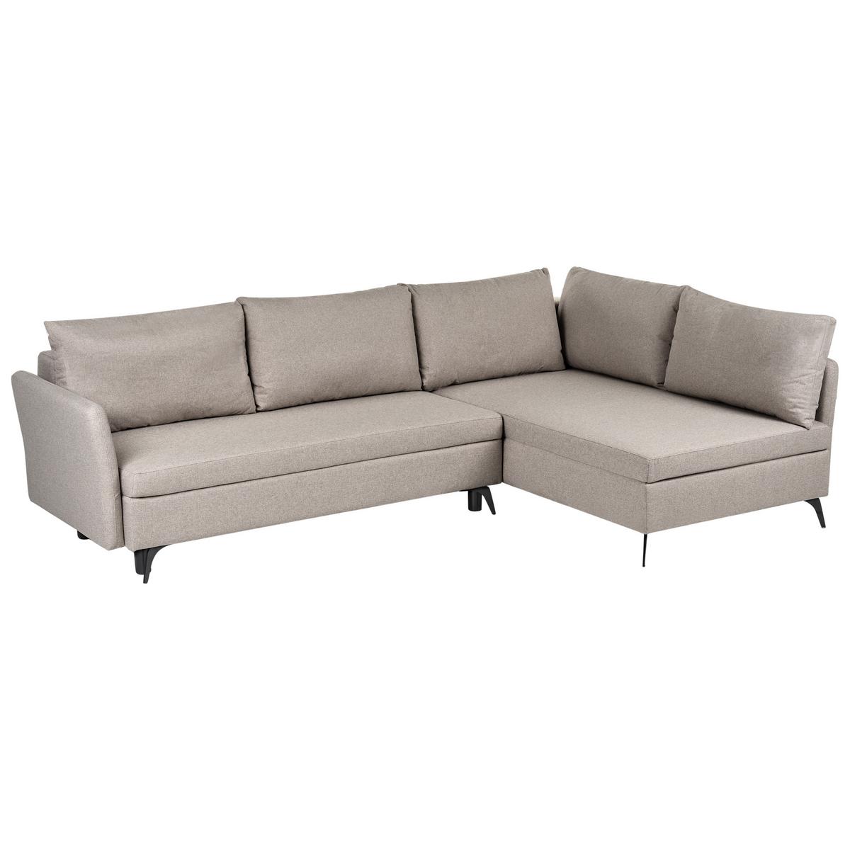 ECKSCHLAFSOFA 3-Sitzer Stoff Beige mit Stauraum linksseitig Koge - Beige, Textil (281/93cm) - Beliani