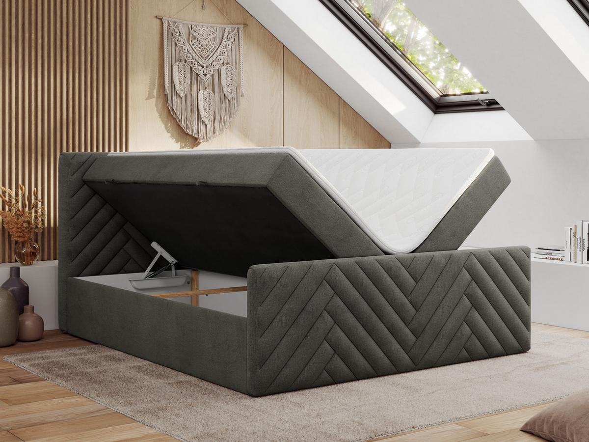 BOXBETT PARIS DUO 180/200 - Dunkelgrau Velvet - H4 - Dunkelgrau, Holz/Textil (180/200cm) - MKS