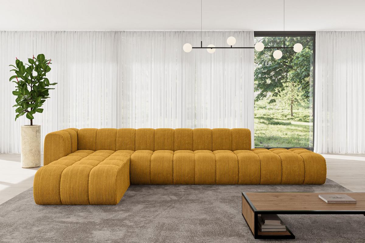 ECKSOFA modulares Sofa Zuvon-L2 - 387x177x70 cm Senfgelb - Currygelb, Holzwerkstoff/Textil (387/177cm) - ALTDECOR