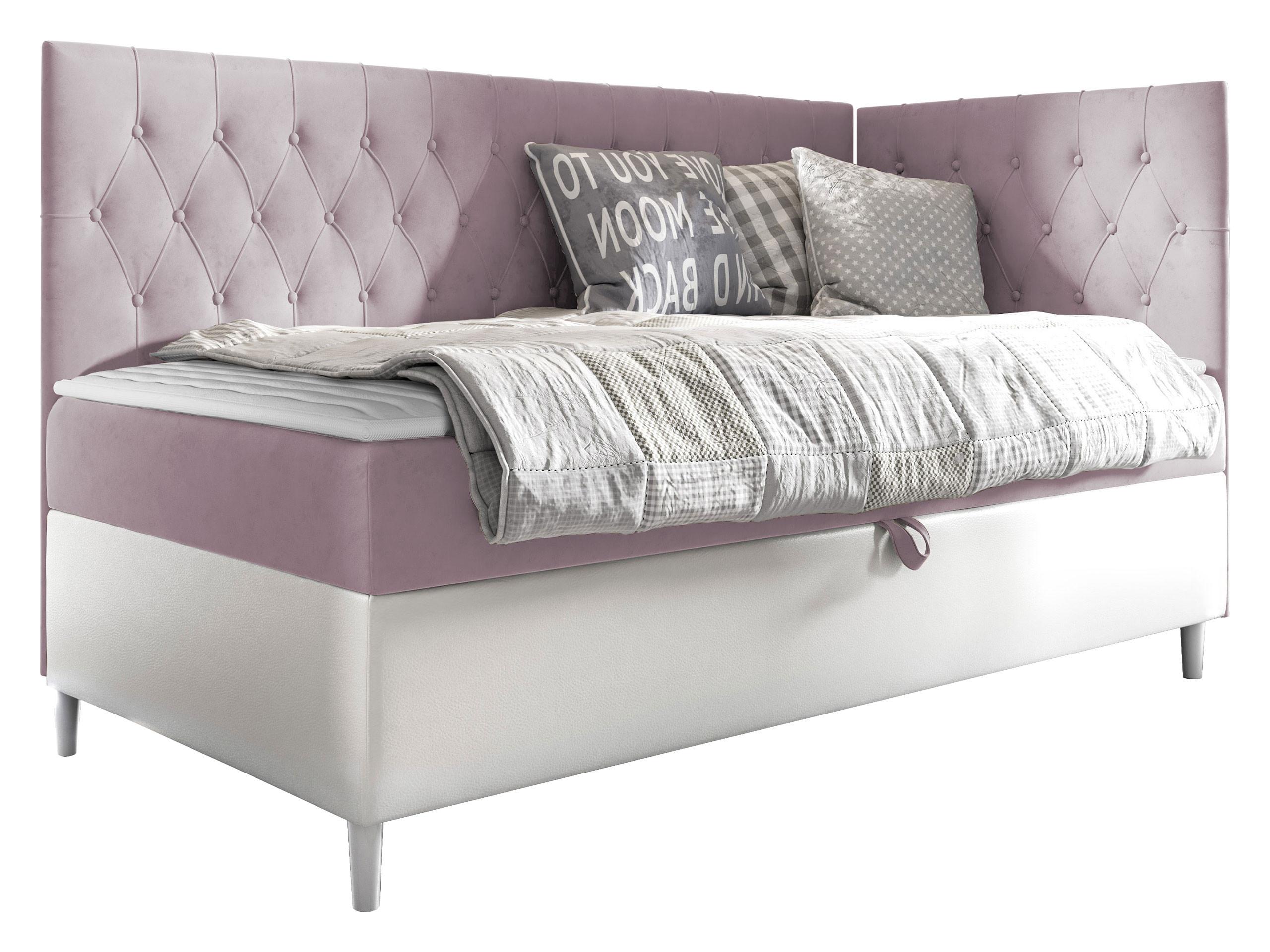 BOXBETT Filip Junior 3, Seite zum Öffnen des Bettkastens: Rechts - H3 - Weiß/Rosa, Holz (90/200cm) - MIRJAN24