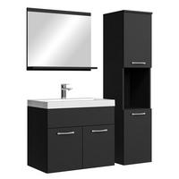 BADMÖBEL-SET Montreal 4 Teile Schwarz Matt - 60 x 35 x 51 cm - Chromfarben/Schwarz, Holz/Metall (60/51/35cm) - Badplaats