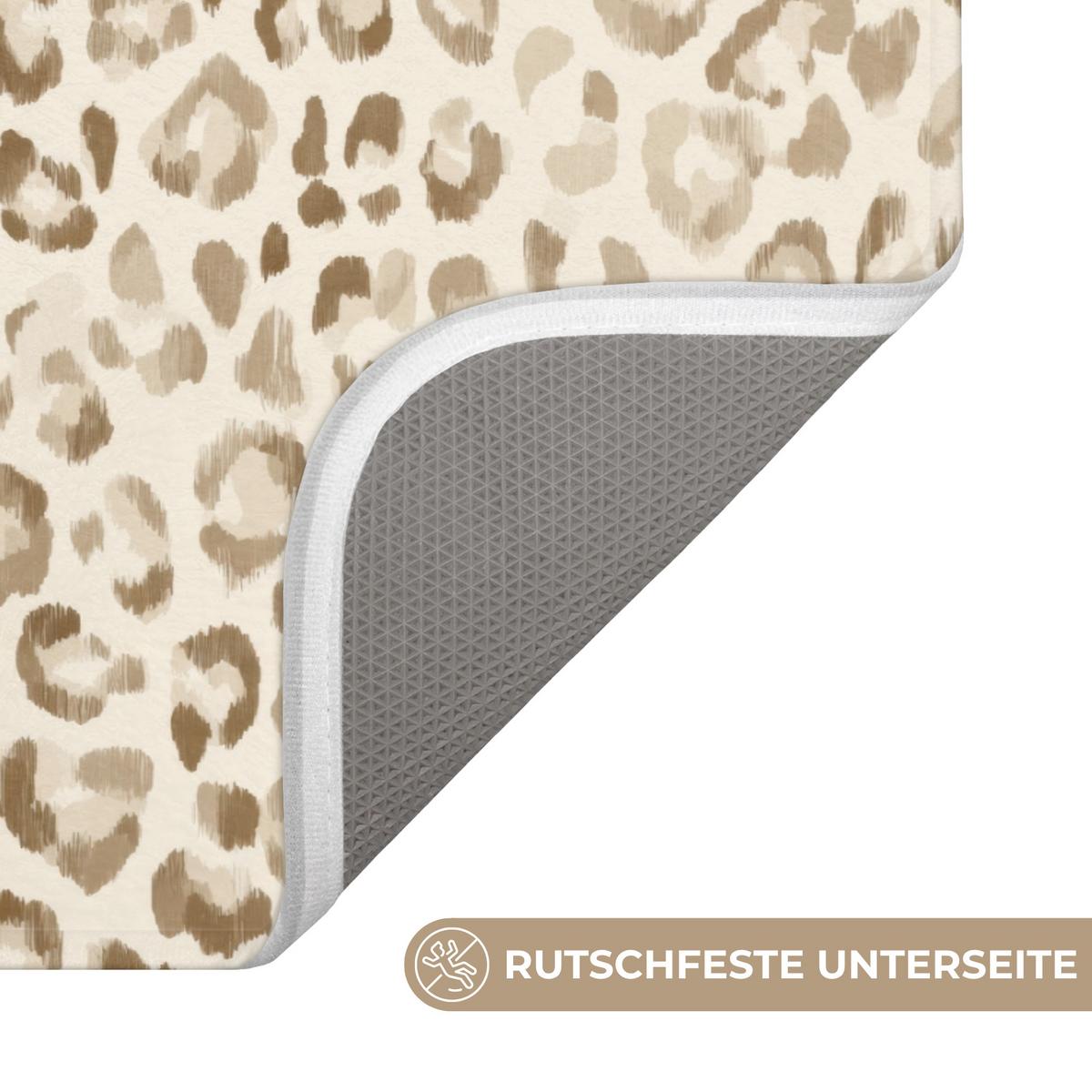 BADEMATTE Leopard - Klassisch - Beige 60x40 cm - Hellbraun, Textil (60/40cm) - OnlyWow