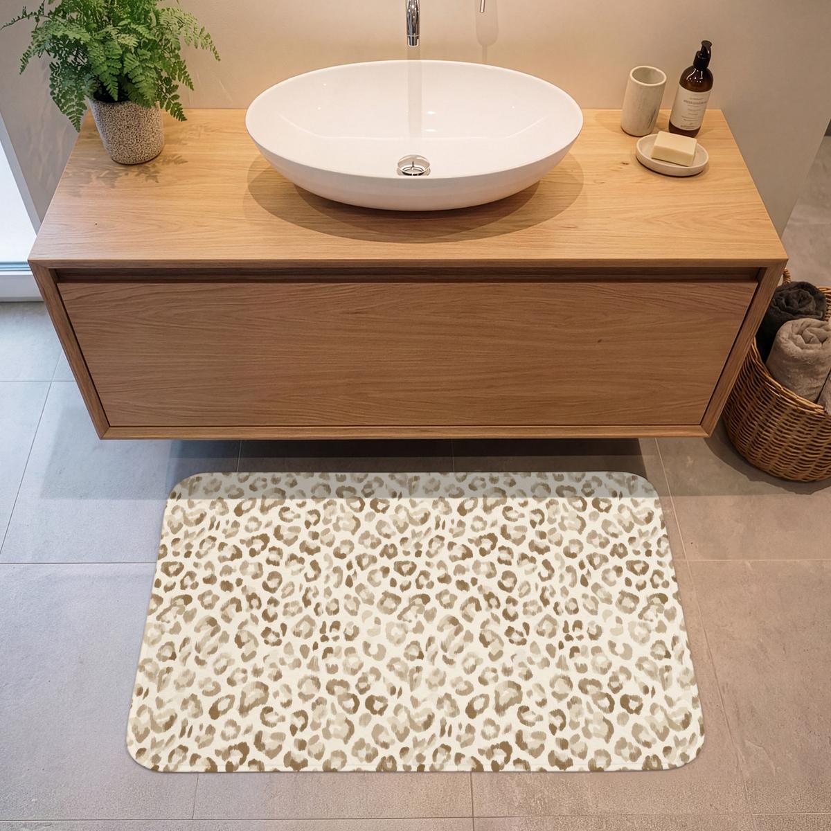 BADEMATTE Leopard - Klassisch - Beige 90x60 cm - Hellbraun, Textil (90/60cm) - OnlyWow