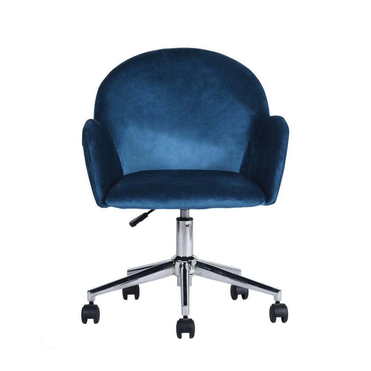 BÜROSTUHL mit Rollen und Armlehnen - CHIOZZA - Blau, Textil (57/77/59cm) - Calicosy