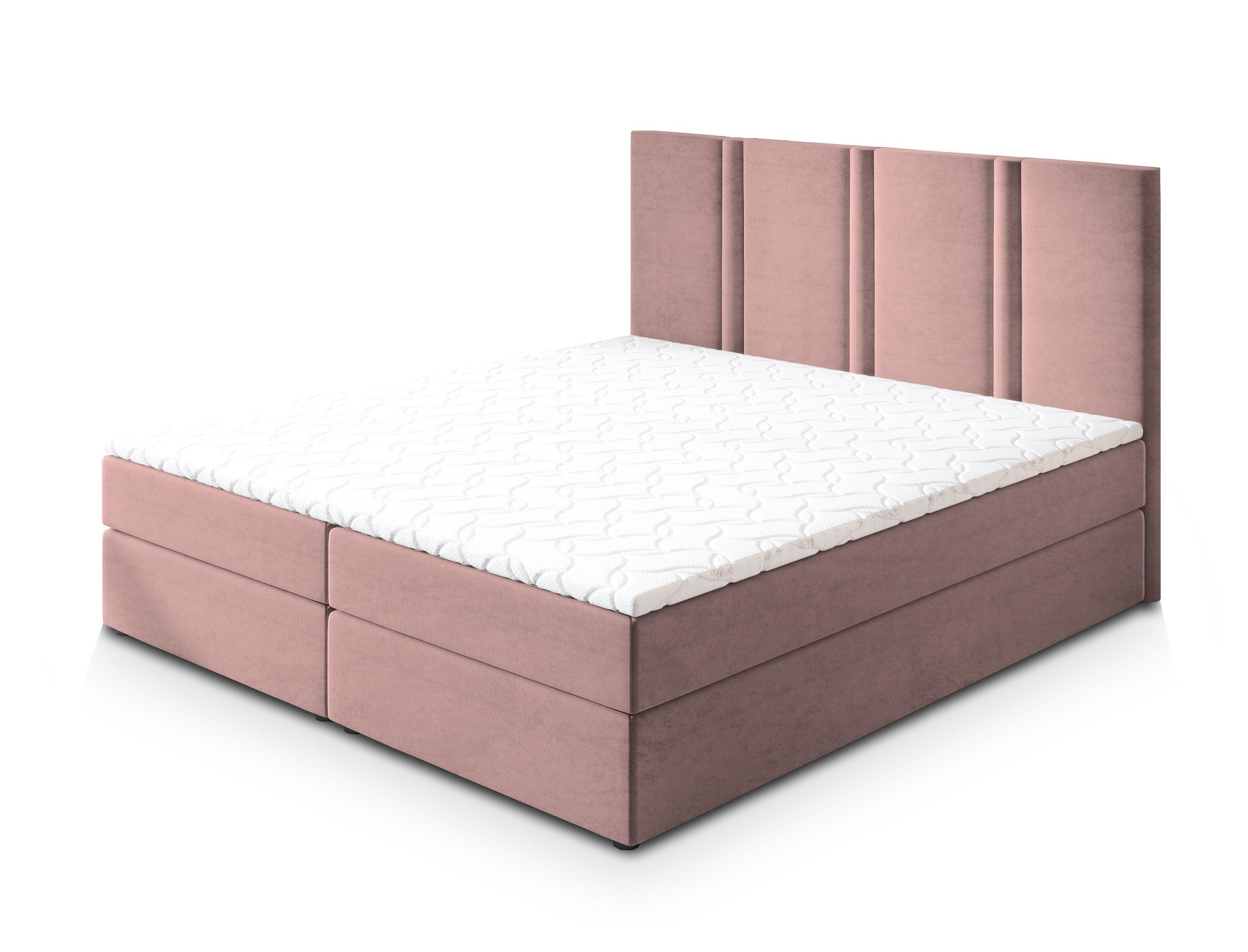 BOXBETT LARIO 140x200 cm mit Matratze und Topper - Rosa - Rosa, Holz (140/200cm) - MASSENO