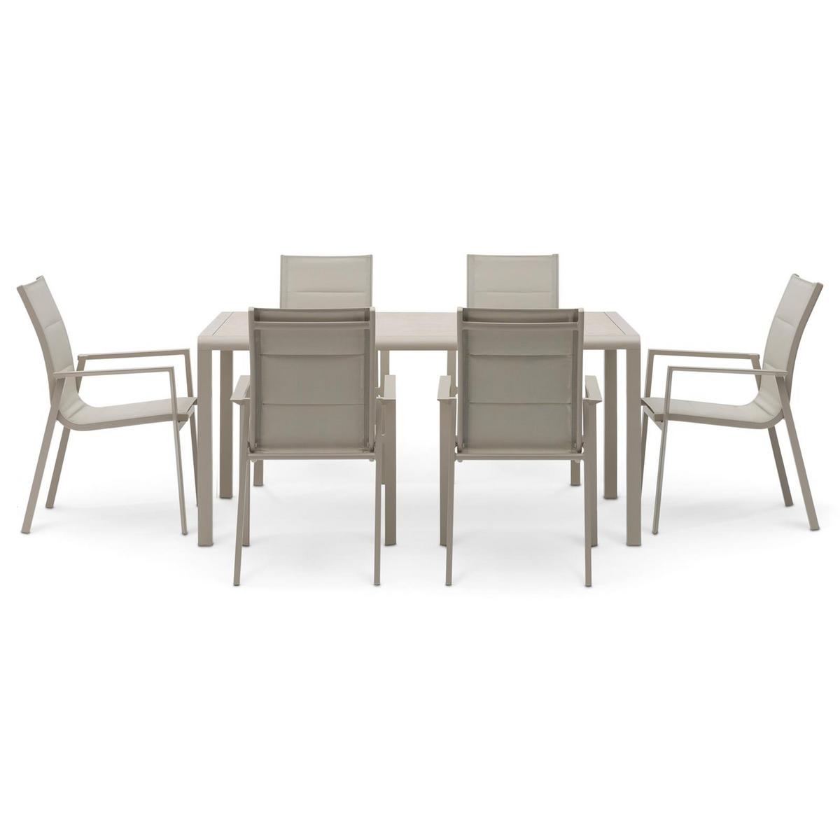 GARTENMÖBEL SET TRAPANI 7er Set champagne - Champagner, Glas/Metall - IDIMEX
