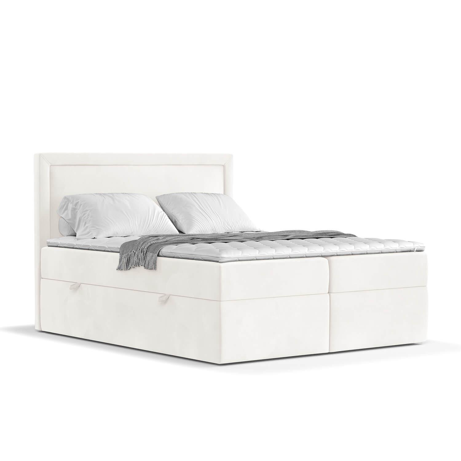 BOXBETT Jodan 120/200 cm Creme im Magic Velvet Stoff - Creme/Schwarz, Holz/Holzwerkstoff (120/200cm) - AltaBeds