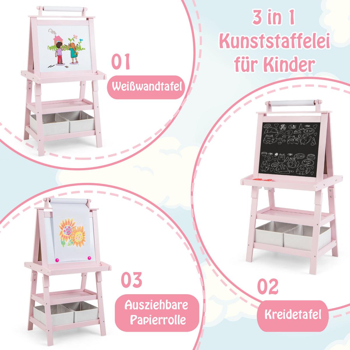 STAFFELEI Rosa - Pink, Holz (59/117/50cm) - COSTWAY