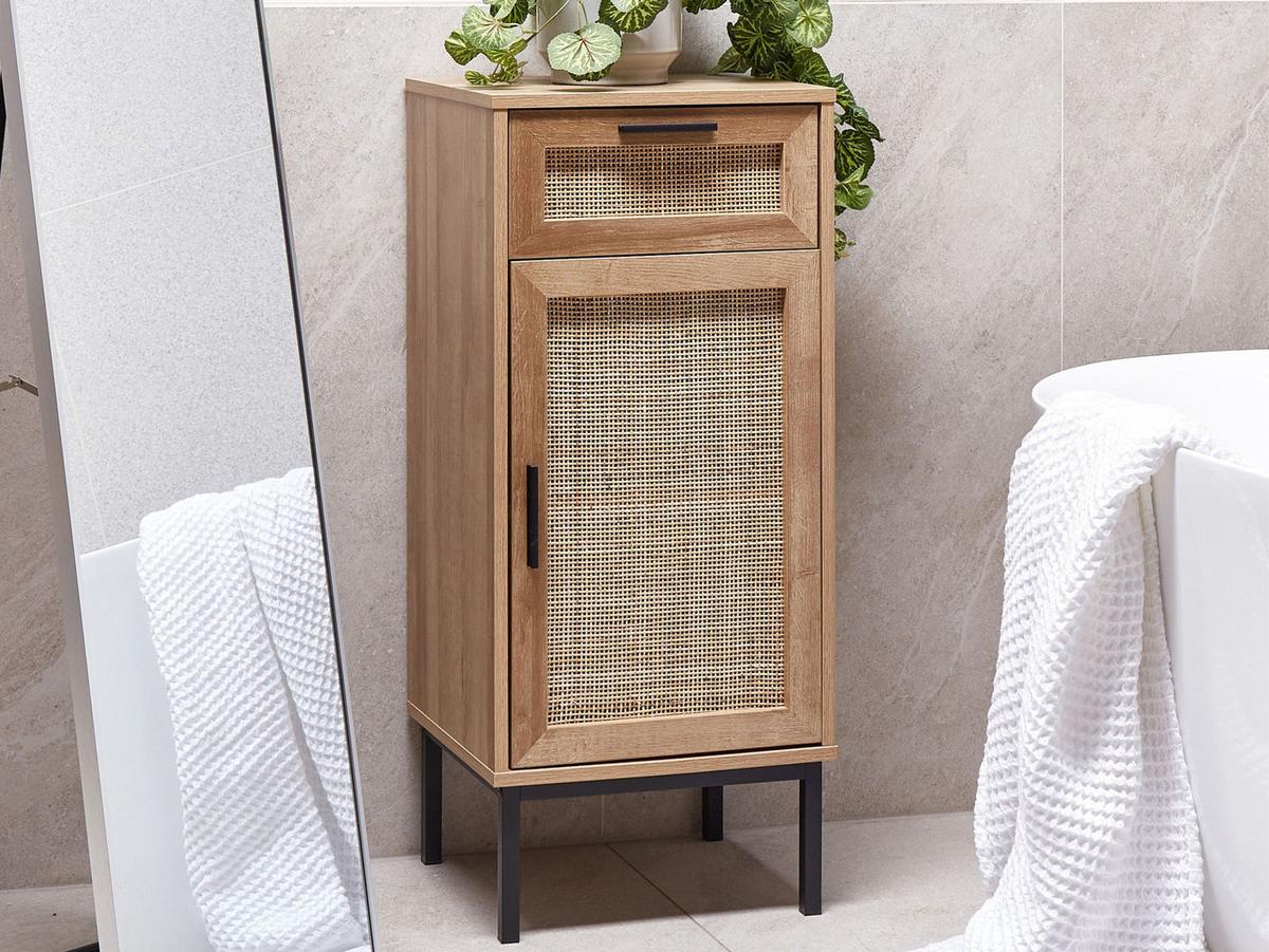 BADEZIMMERSCHRANK 40 cm Hellbraun Rosell - Naturfarben/Braun, Holzwerkstoff (40/92/36cm) - Beliani
