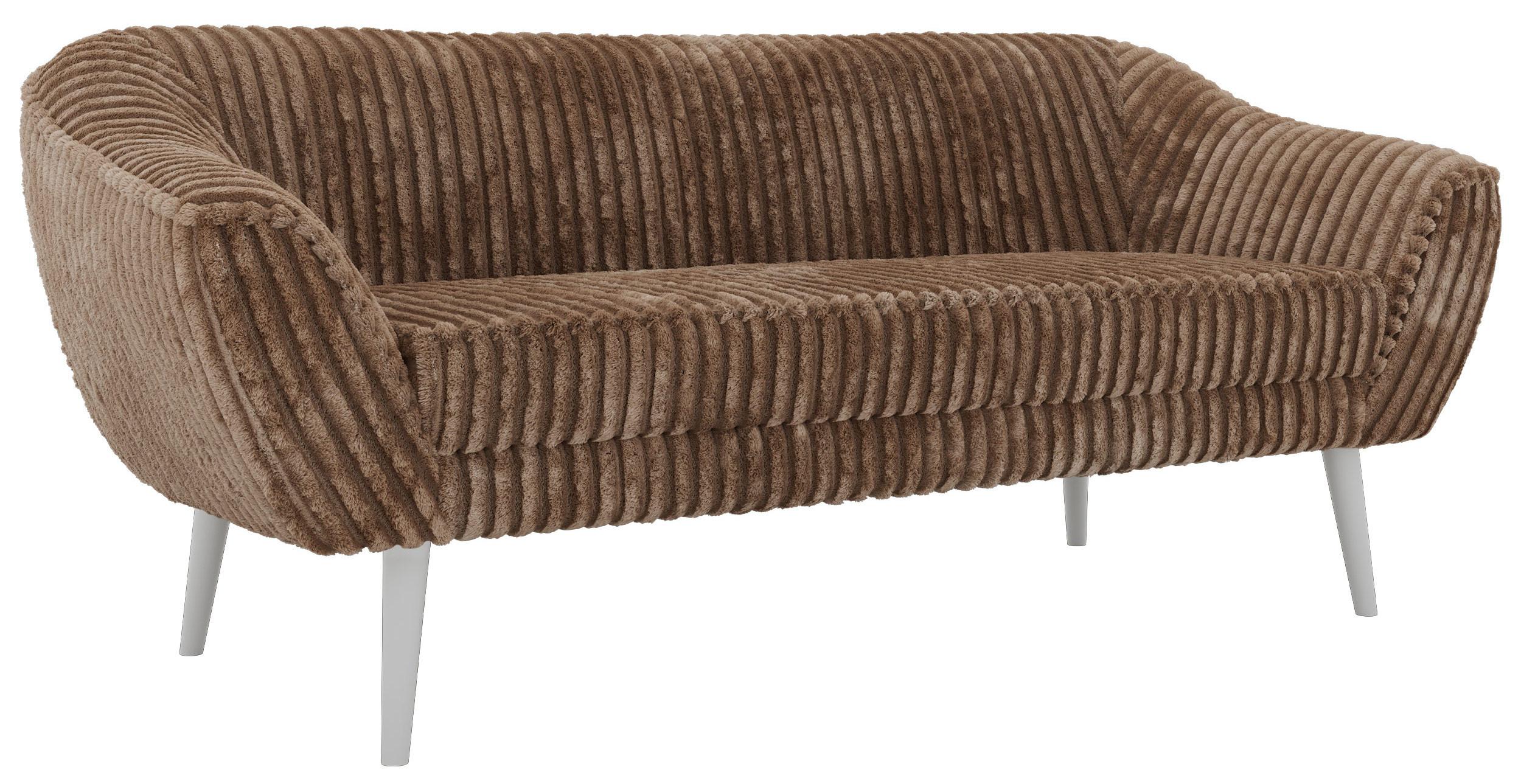 3-SITZER-SOFA PIRS - Braun Cord - Weiße Beine - Braun/Weiß, Holzwerkstoff/Textil (180/75/74cm) - MKS