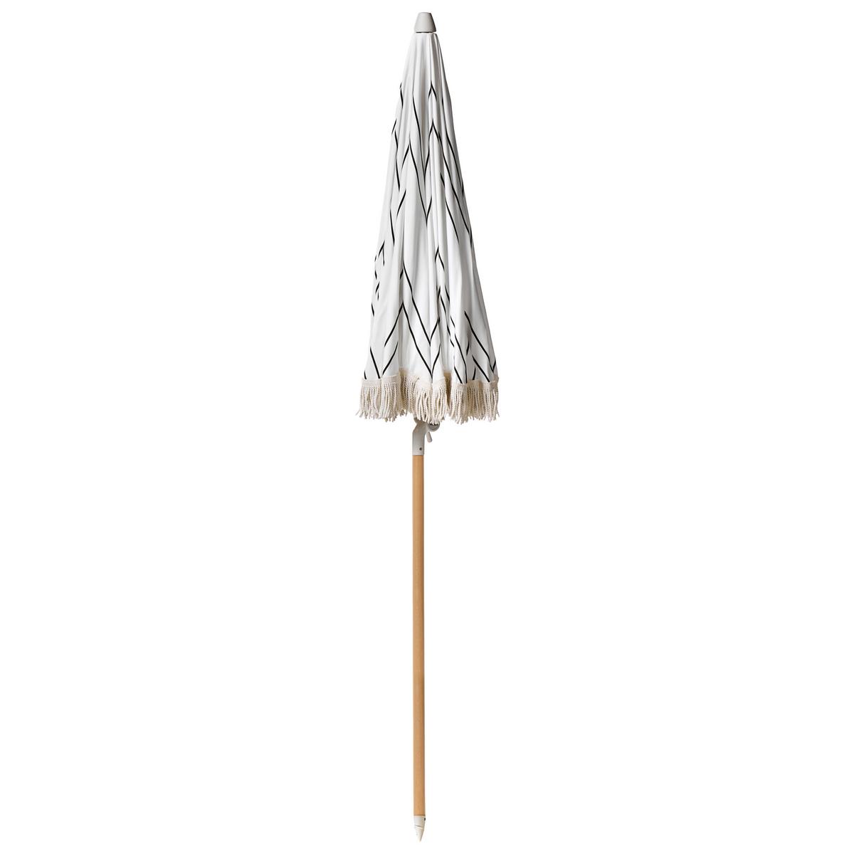 SONNENSCHIRM 155 cm Weiß/Schwarz Mondello - Schwarz/Weiß, Holz (155/155cm) - Beliani