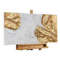 ACRYLBILD HANDGEMALT 100/50 cm - Goldfarben/Weiß, Holz/Textil (100/50cm) - KUNSTLOFT