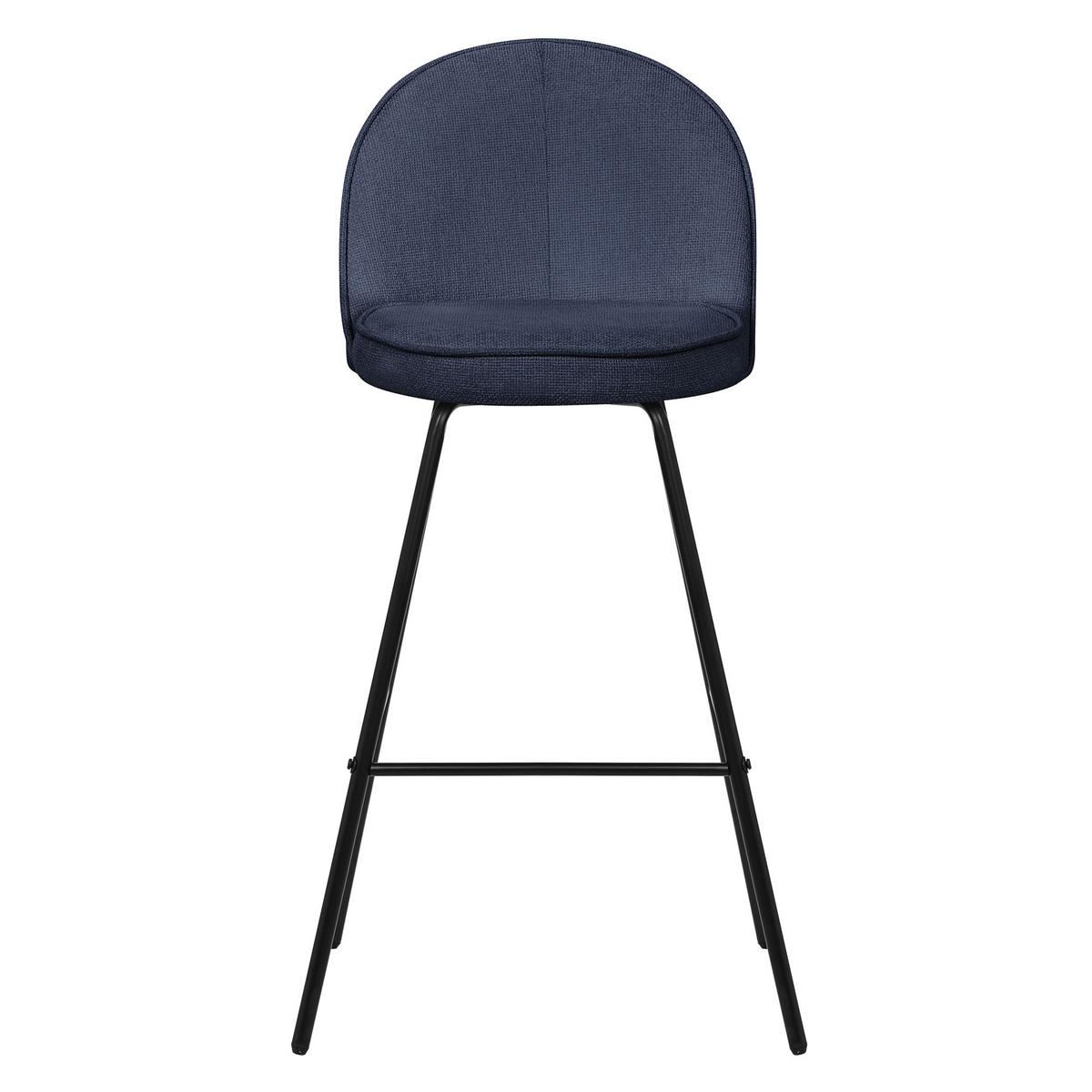 BARHOCKER 4er Set Dunkelblau mit Stoffbezug - Schwarz/Dunkelblau, Textil/Metall (52/102/50cm) - ML-DESIGN